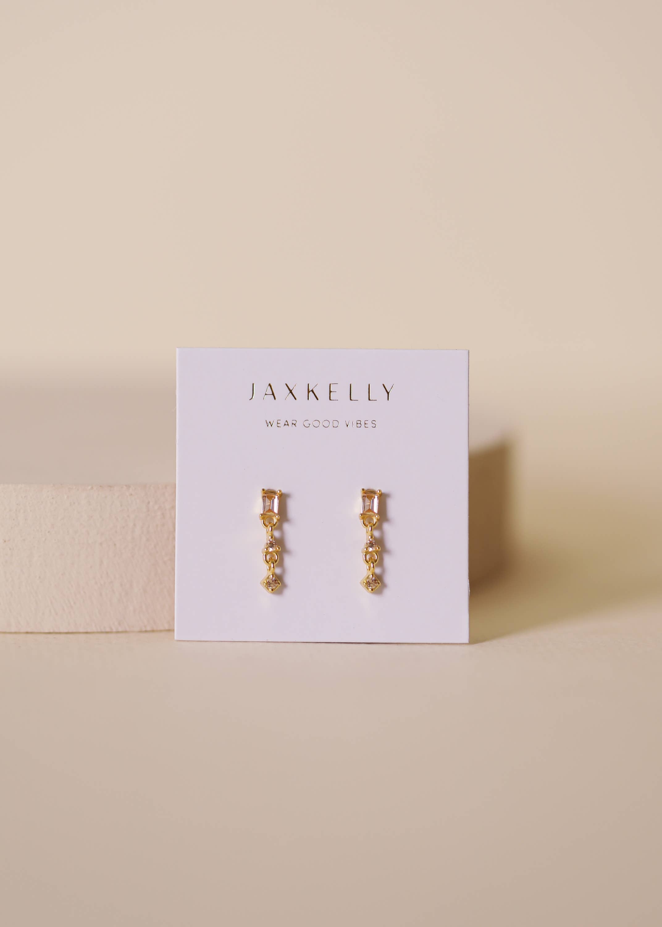 Champagne Mini Baguette Drop Earrings