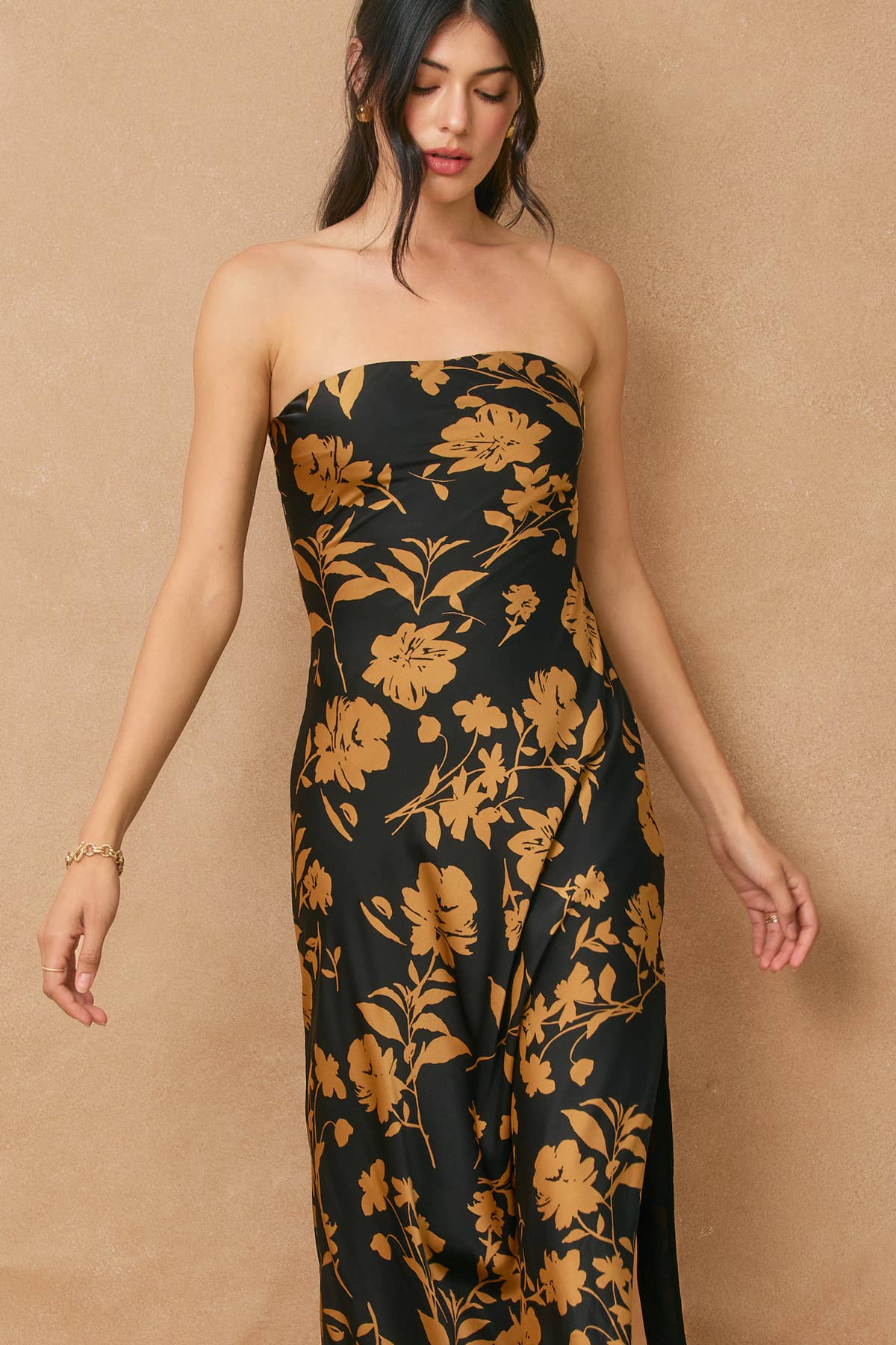 Undeniable Icon Strapless Bias Cut Maxi Dress