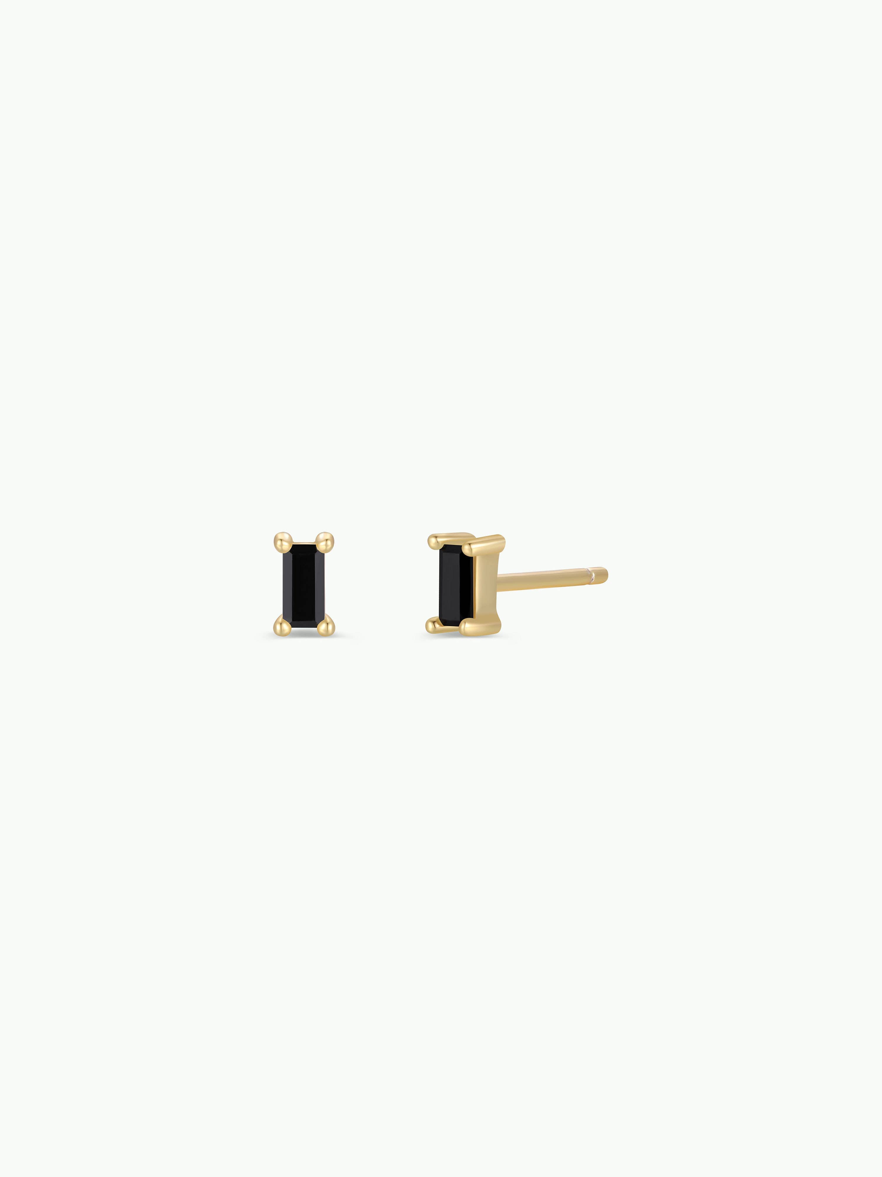 Black Baguette Gold Earrings