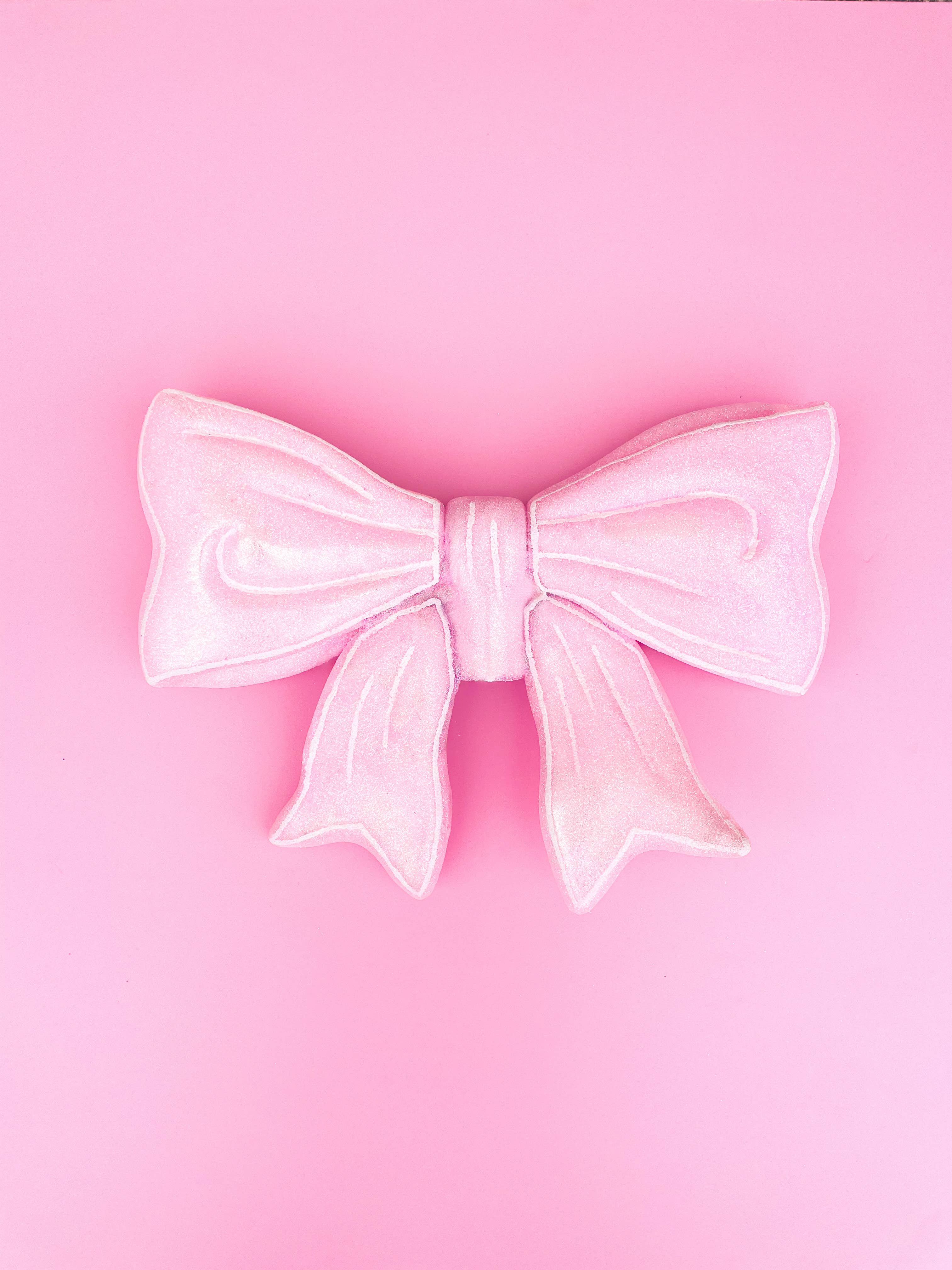 Pink Glitter Bow Christmas Tree Topper 