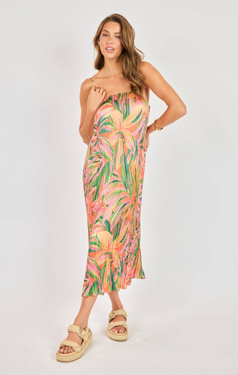 Sunset Ridge Plisse Midi Dress