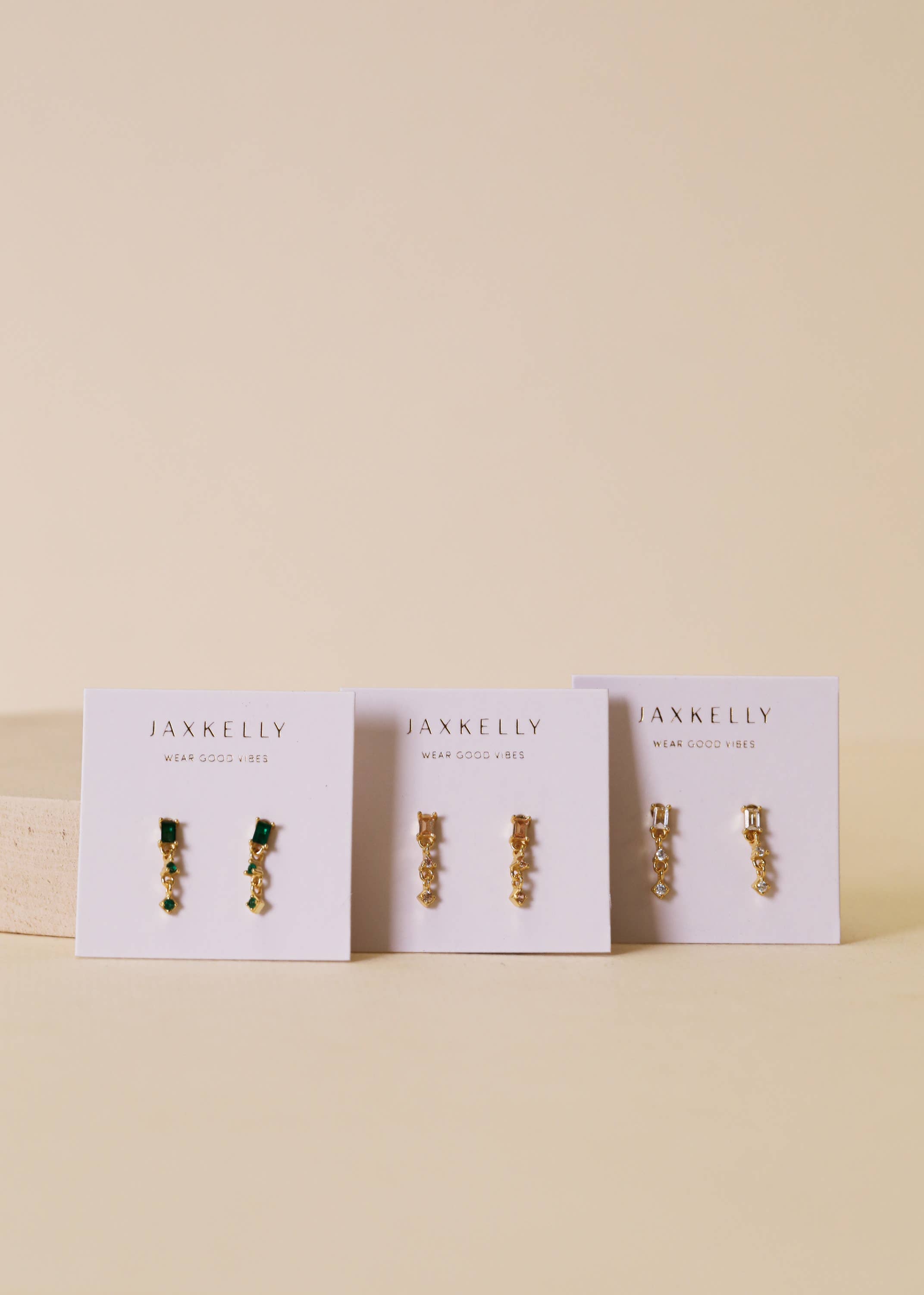 Champagne Mini Baguette Drop Earrings