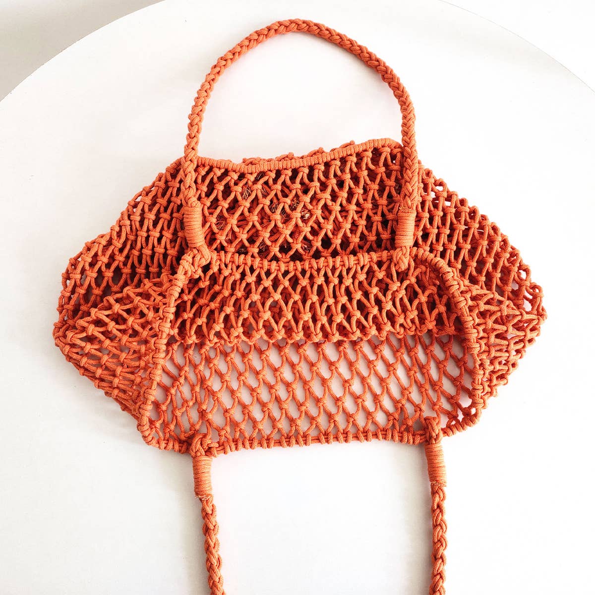 Woven Shoulder Beach Bag - Orange