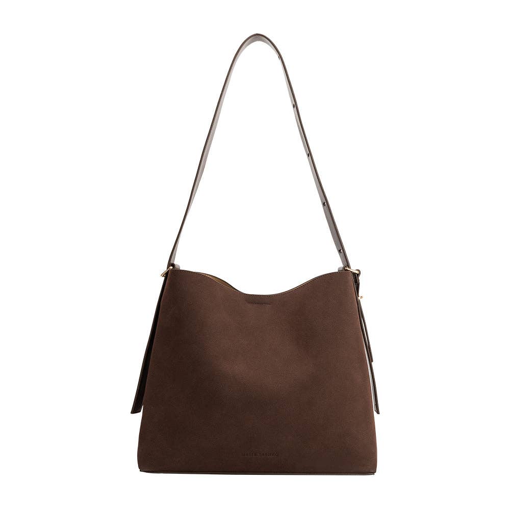 Stormie Espresso Vegan Suede Tote Bag