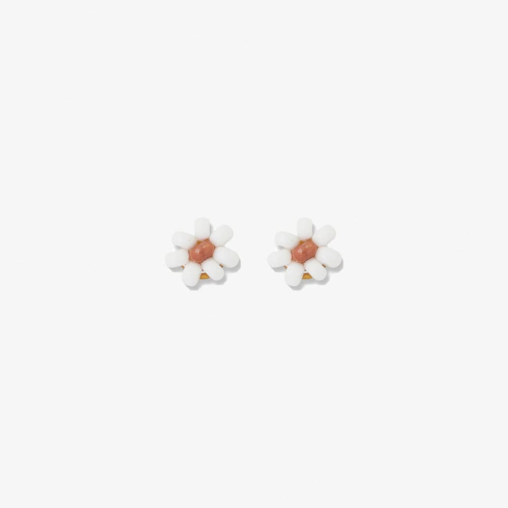Game Day Flower Beaded Stud Earrings - Burnt Orange