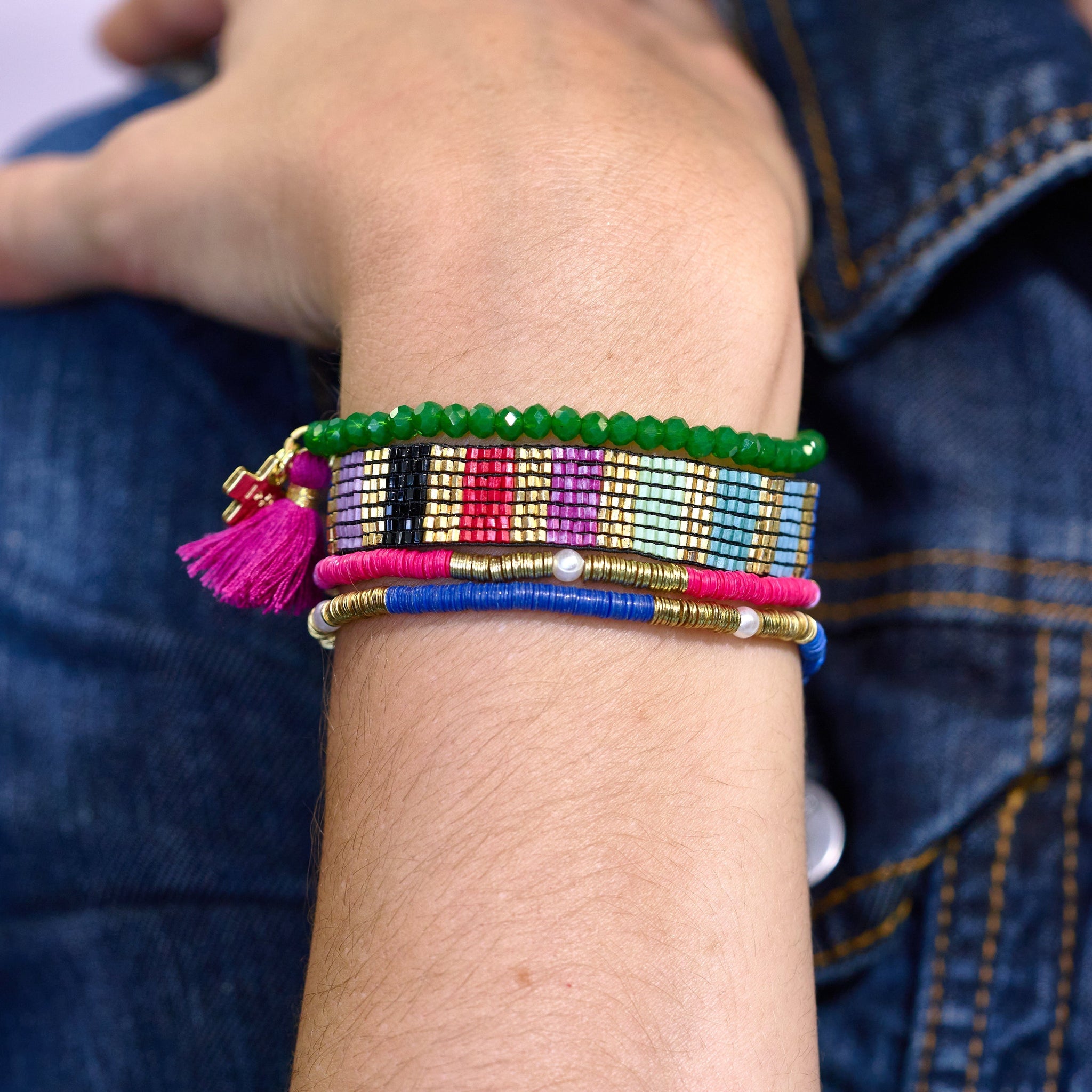 Gold Rainbow Mixed Bracelet Stack