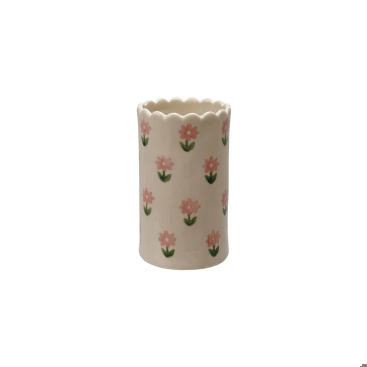 Floral Stoneware Vase