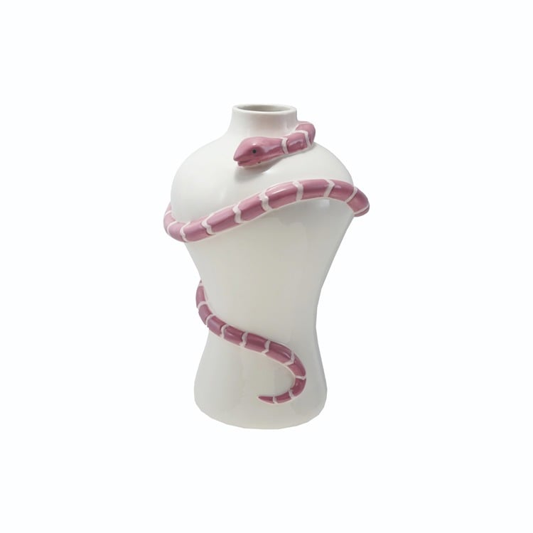 Snake Wrapped Stoneware Vase