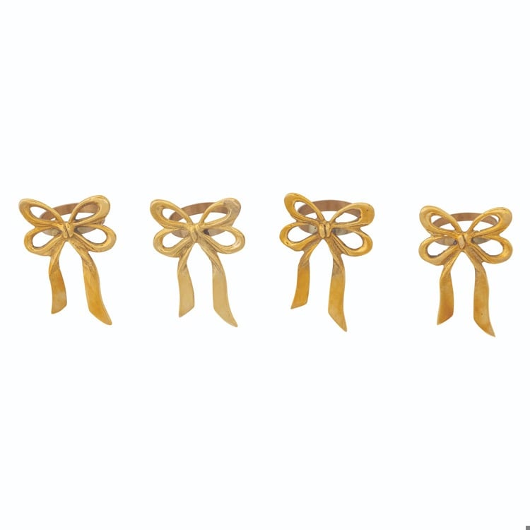 Gold Bow Napkin Holder Set