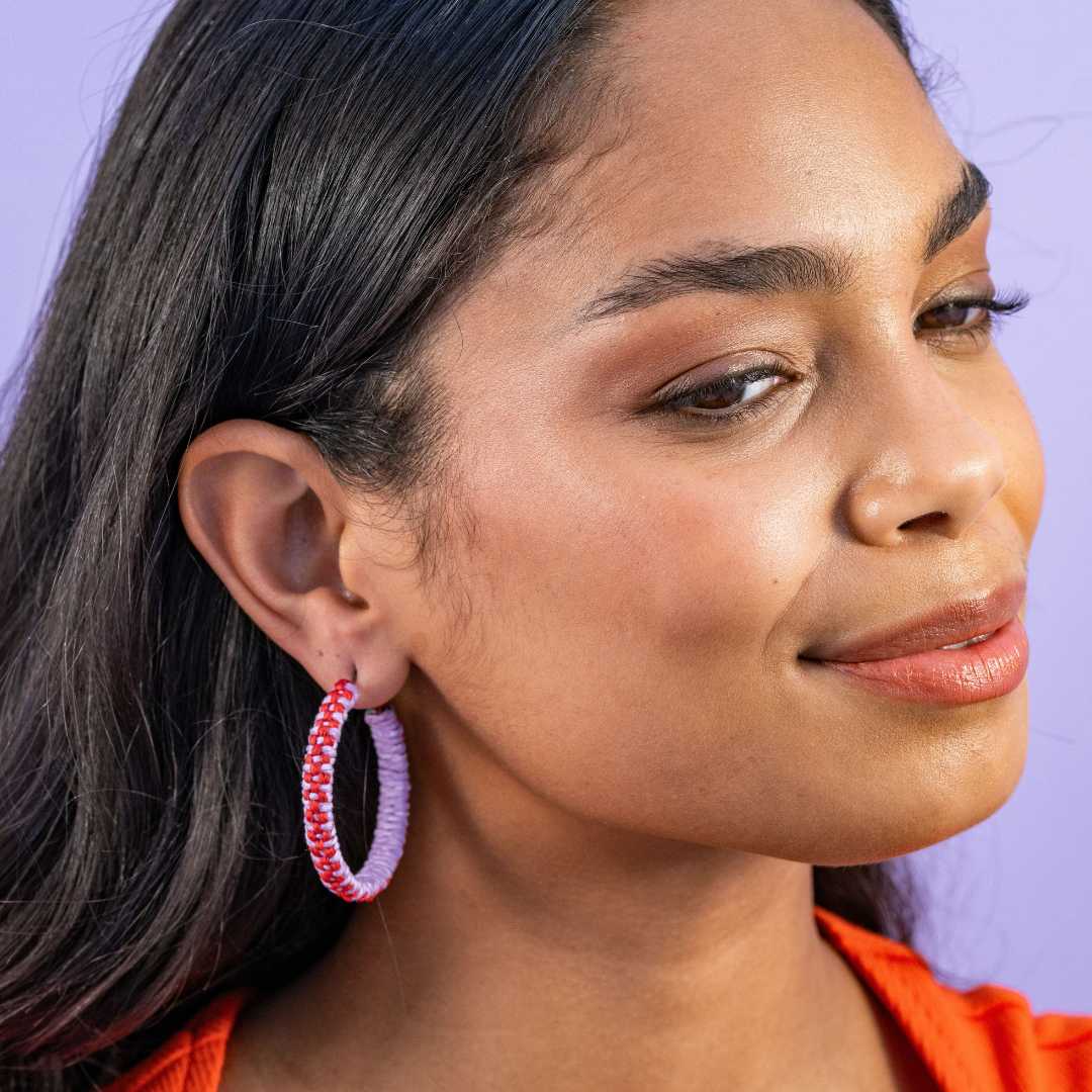 Holly Two Tone Raffia Hoops