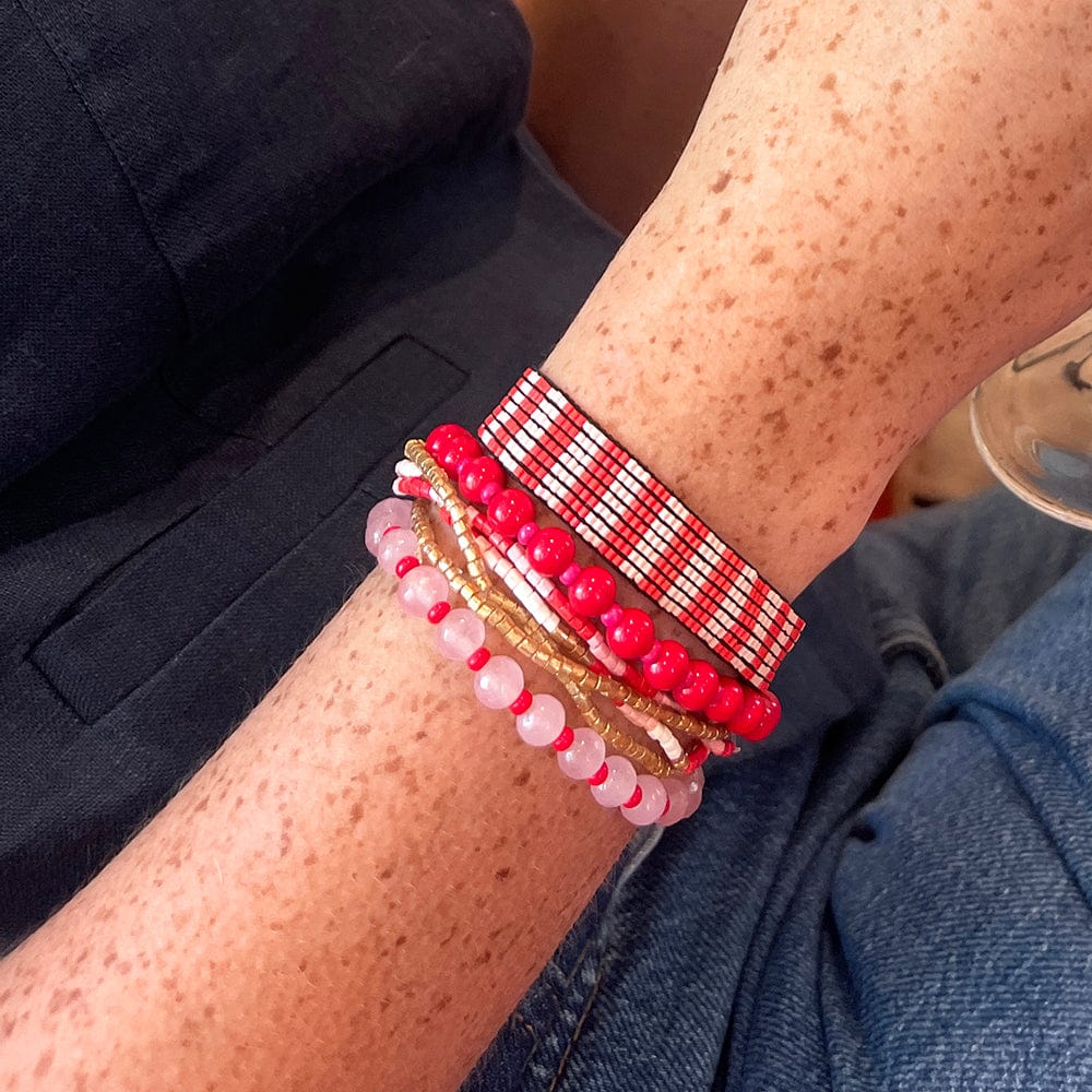 Lady in Red Mixed Bracelet Stack