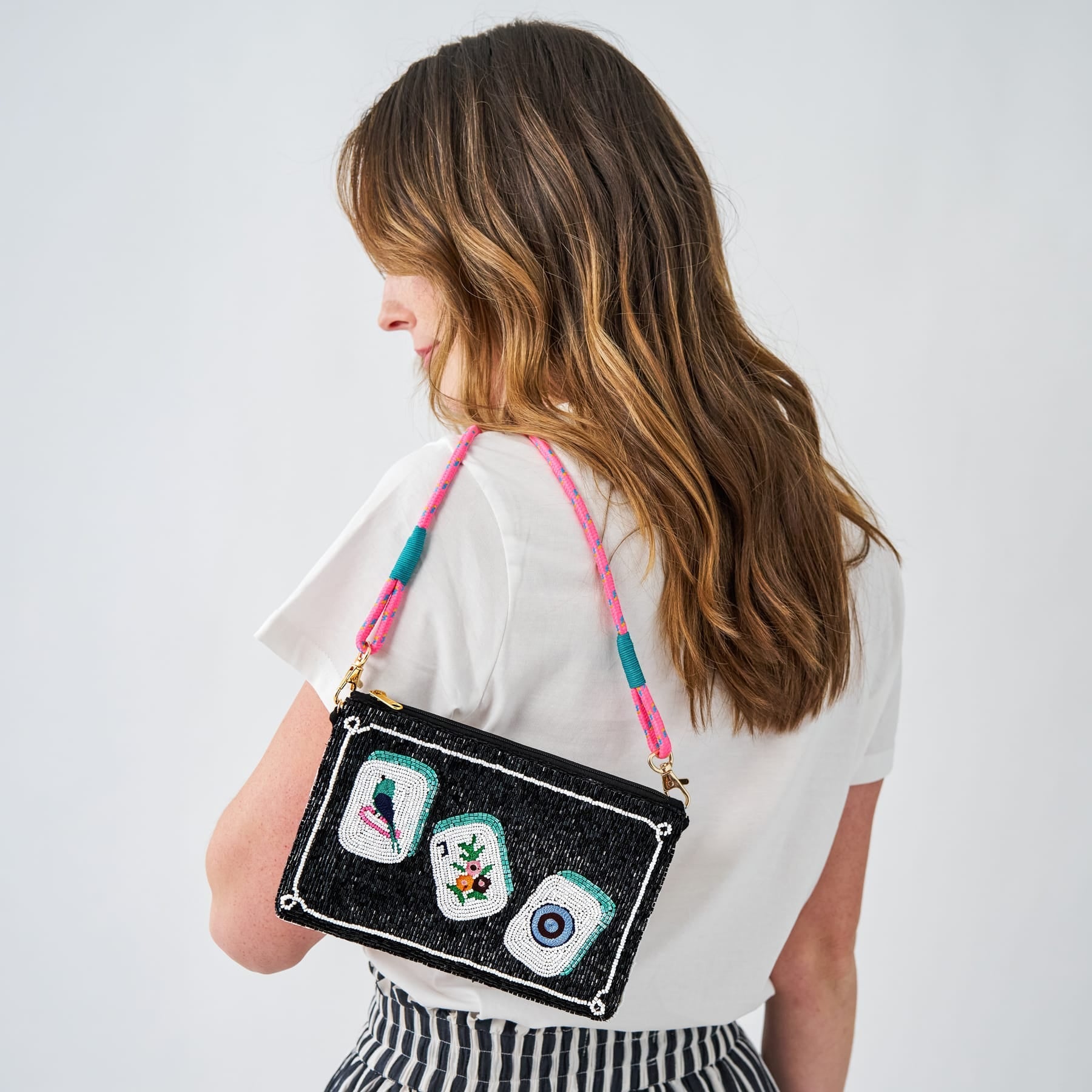 Leila Mahjong Beaded Clutch