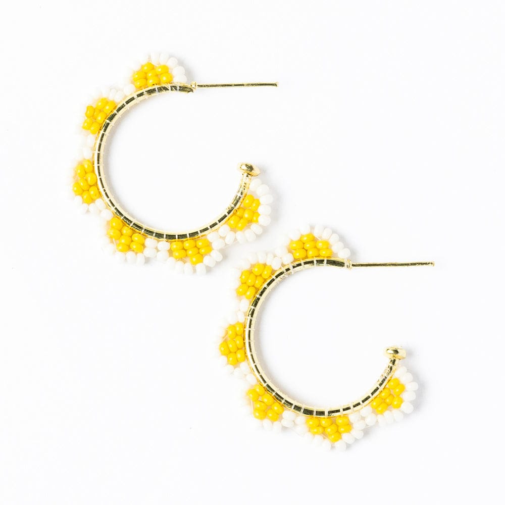 Luna Scallop Beaded Hoop Earrings