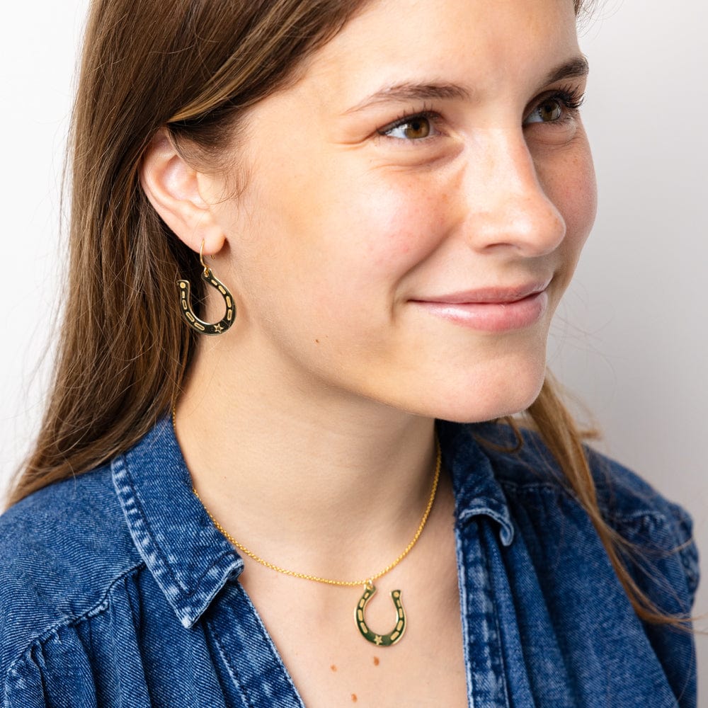 Madison Horseshoe Dangle Brass Earrings