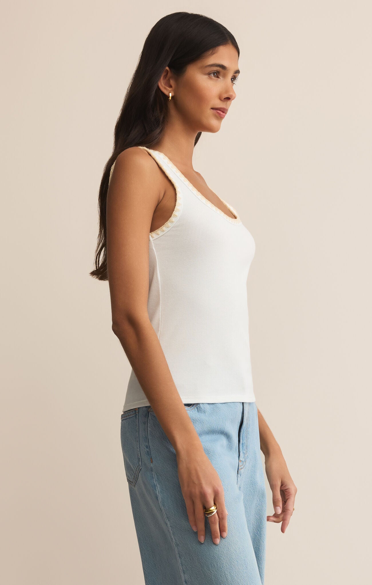 Jaidynn Rib Tank - White