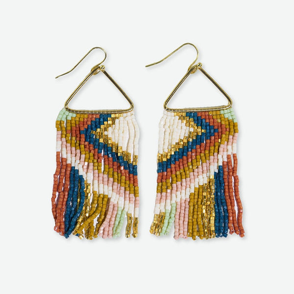 Avery in Peach Sunset Beaded Fringe selling Earrings