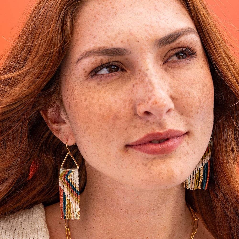 Paige Ascending Beaded Fringe Earrings