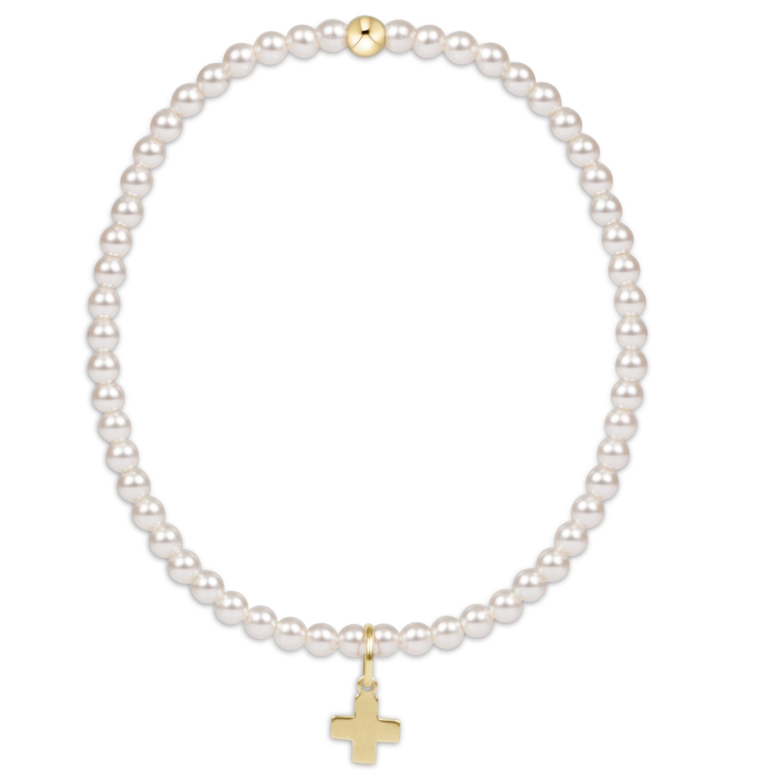 Classic Pearl Gold Charm Bead Bracelet