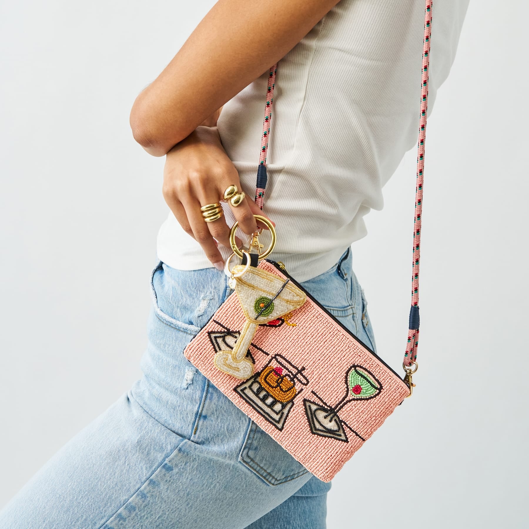 Riley Martini Beaded Bag Charm