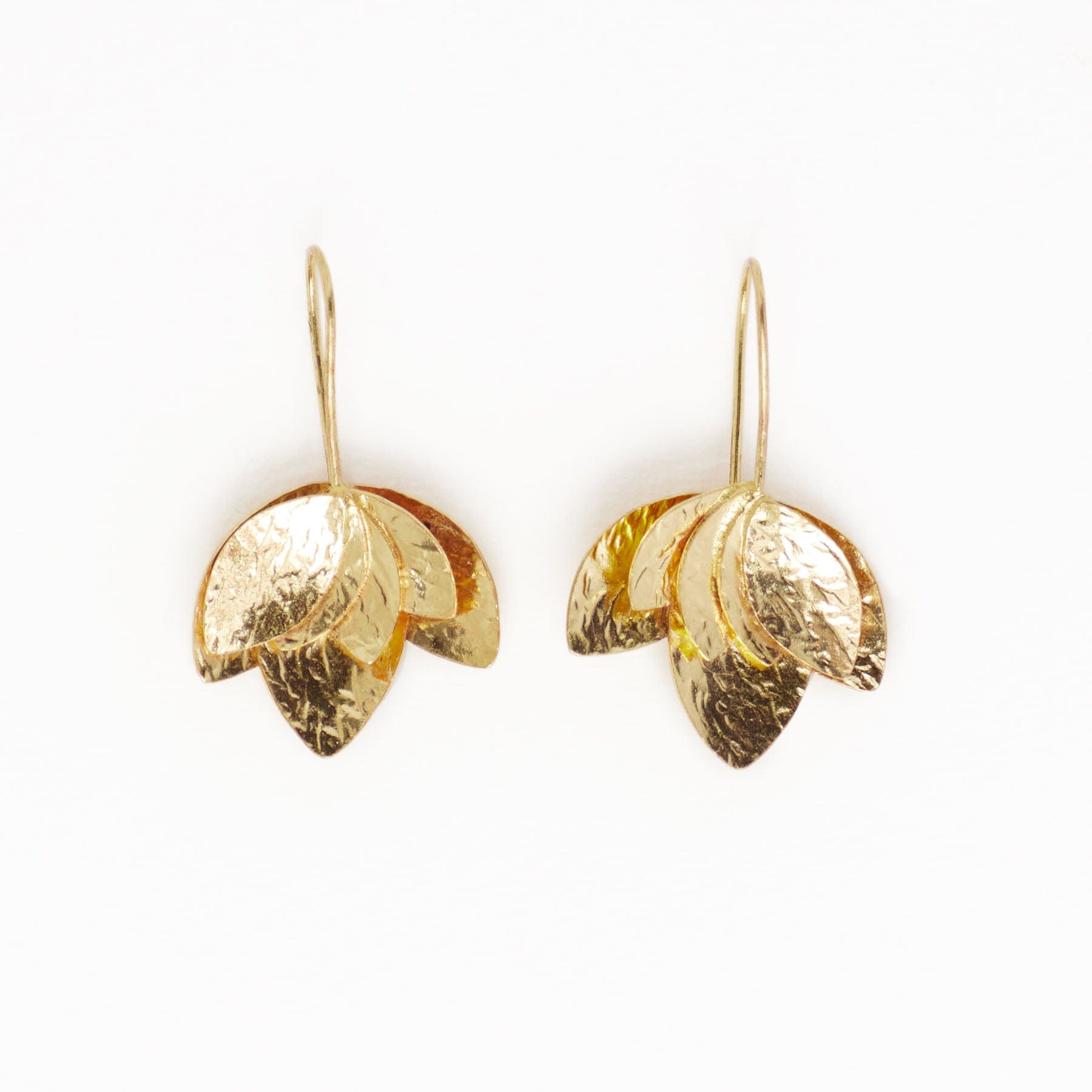 Sasha Layered Flower Brass Threader Earrings
