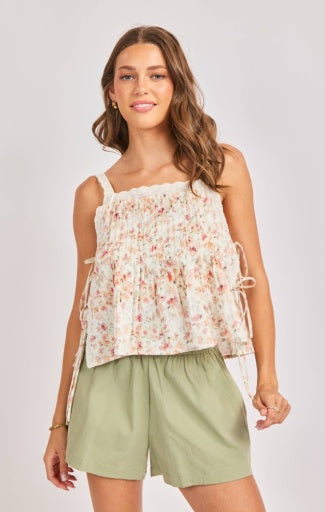 Rosita Pintuck Lace Trim Top