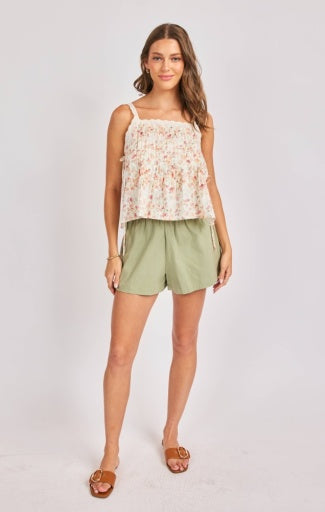 Rosita Pintuck Lace Trim Top