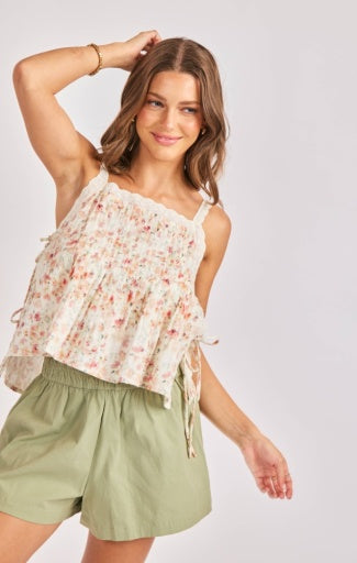 Rosita Pintuck Lace Trim Top