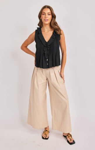 Terra Ruffle Pintuck Sleeveless Top