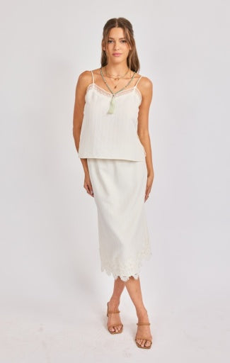 Fawn Lace Hem Midi Skirt