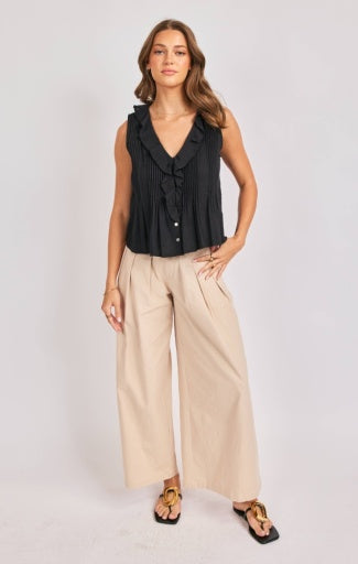Terra Ruffle Pintuck Sleeveless Top