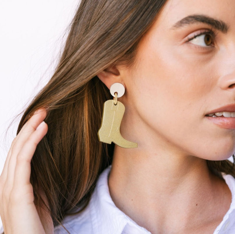 Gold Boot Dangle Earrings