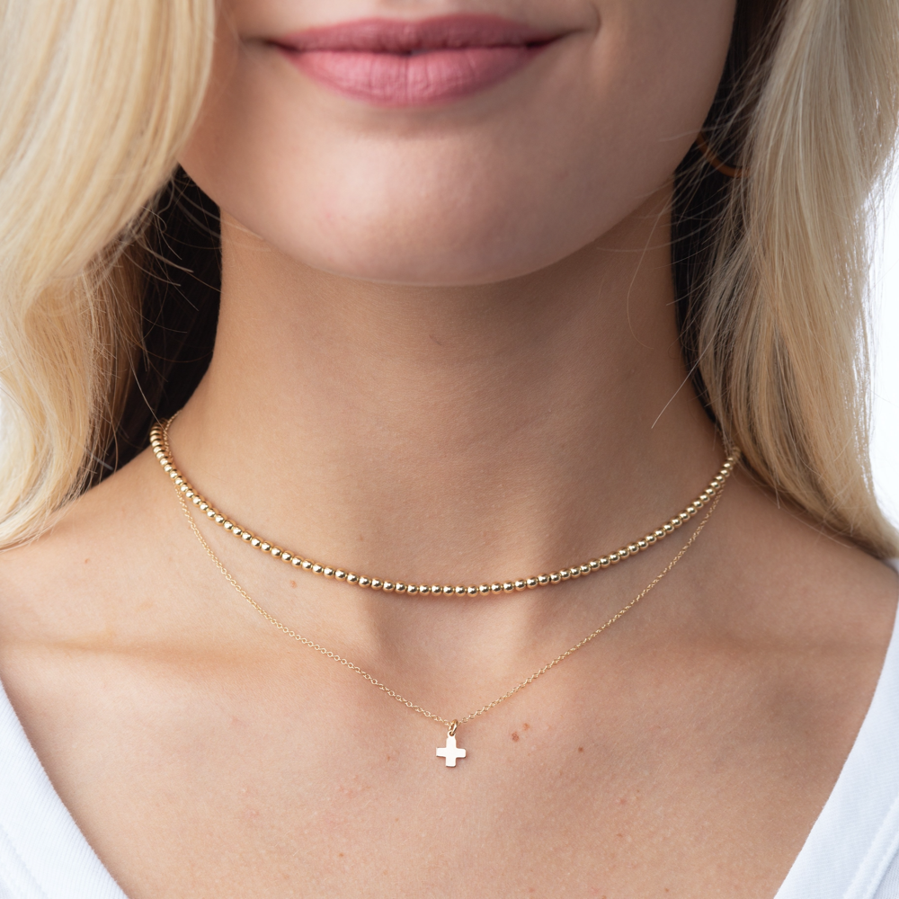 Classic Gold Bead Choker - 15"