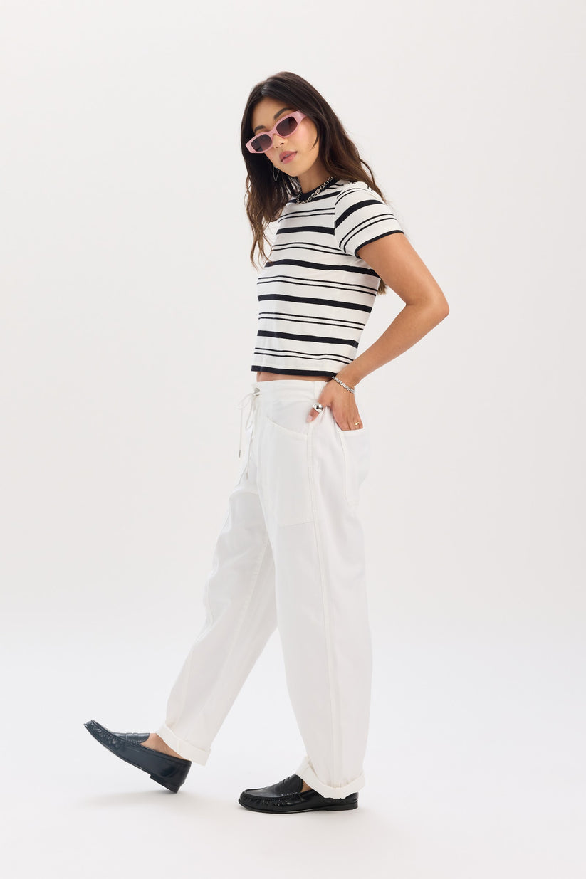 Villa Drawstring Barrel Leg Pant - Lamb