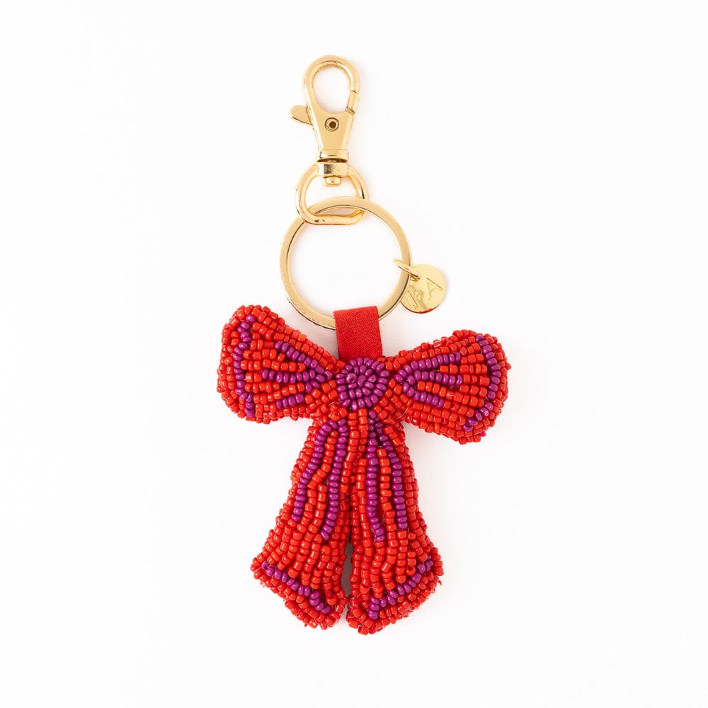 Violet Bow Beaded Bag Charm