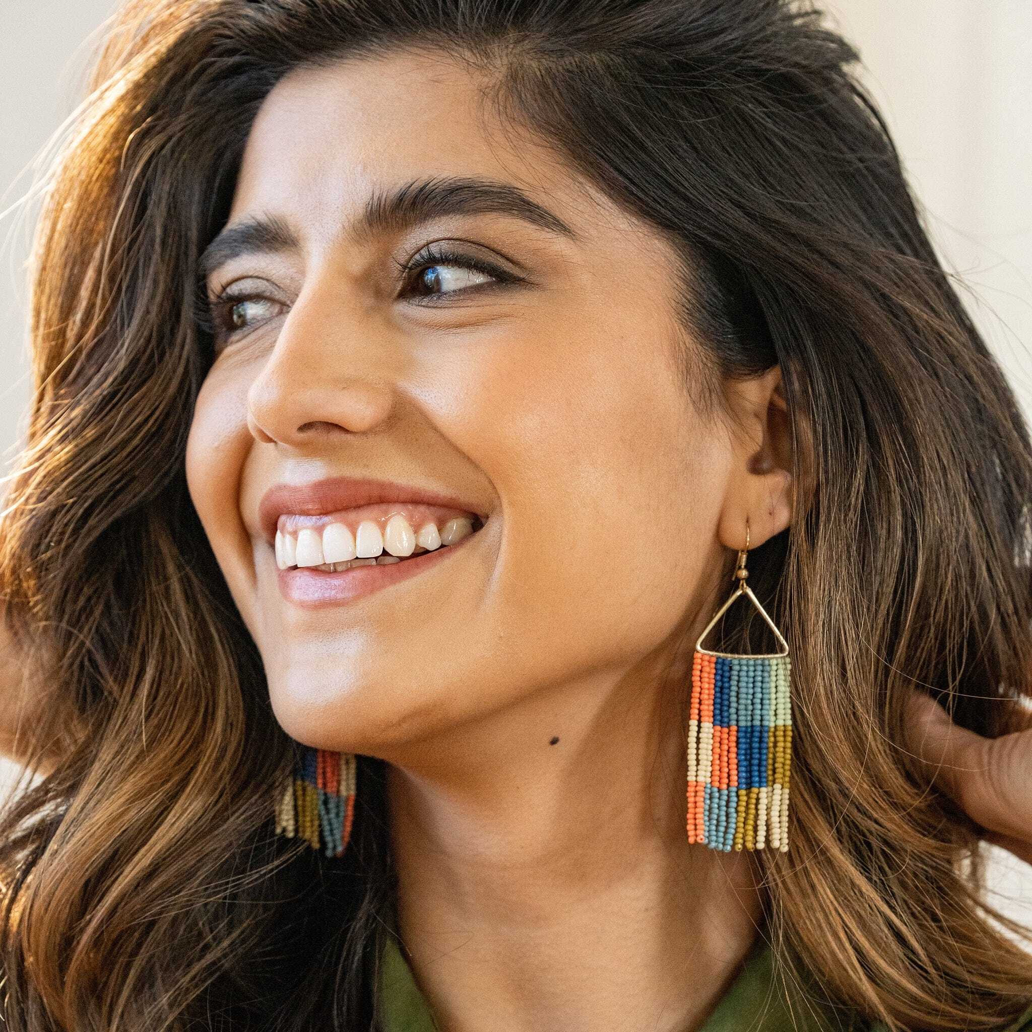 Whitney Triangle Beaded Earrings
