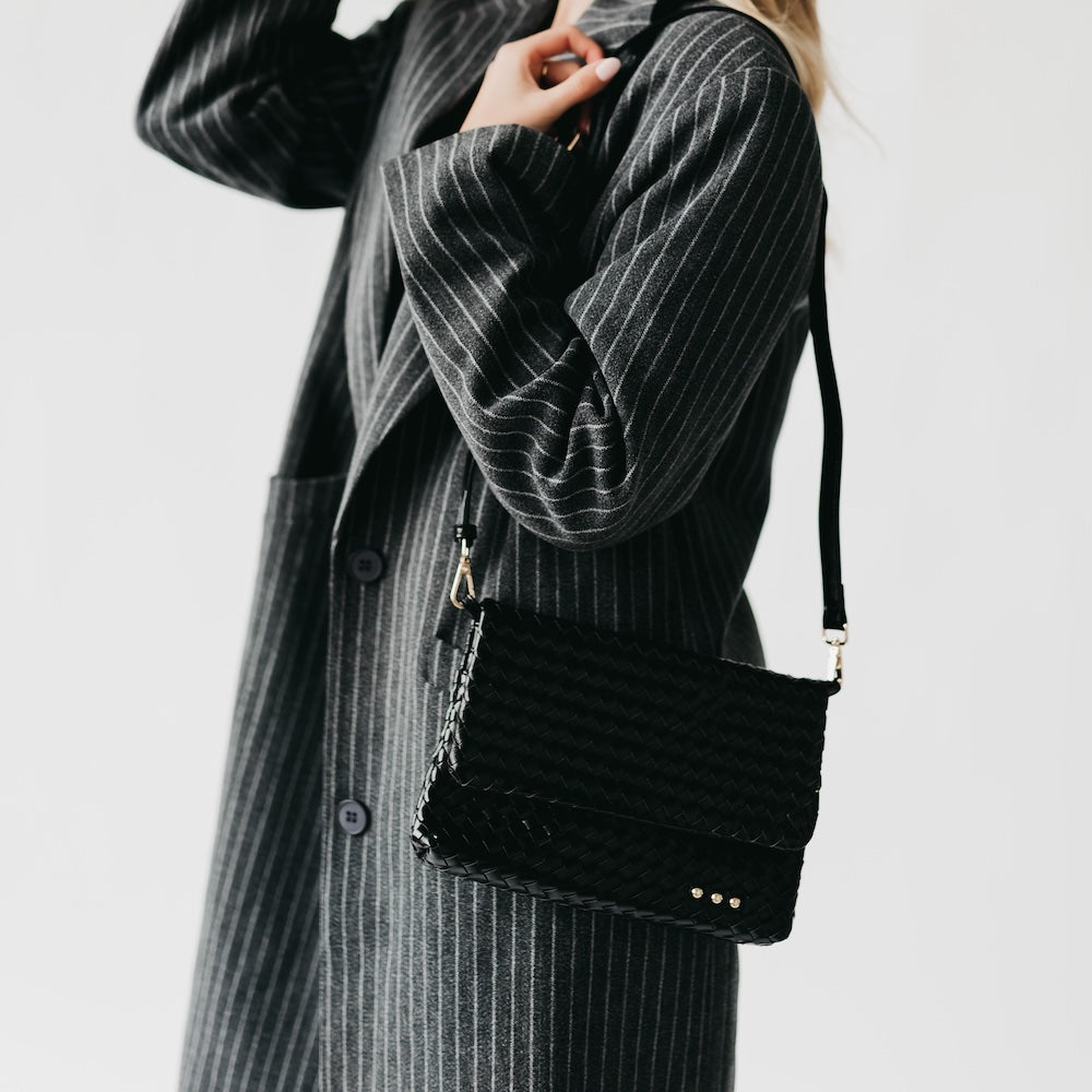 Wrenlee Woven Flap Crossbody - Black