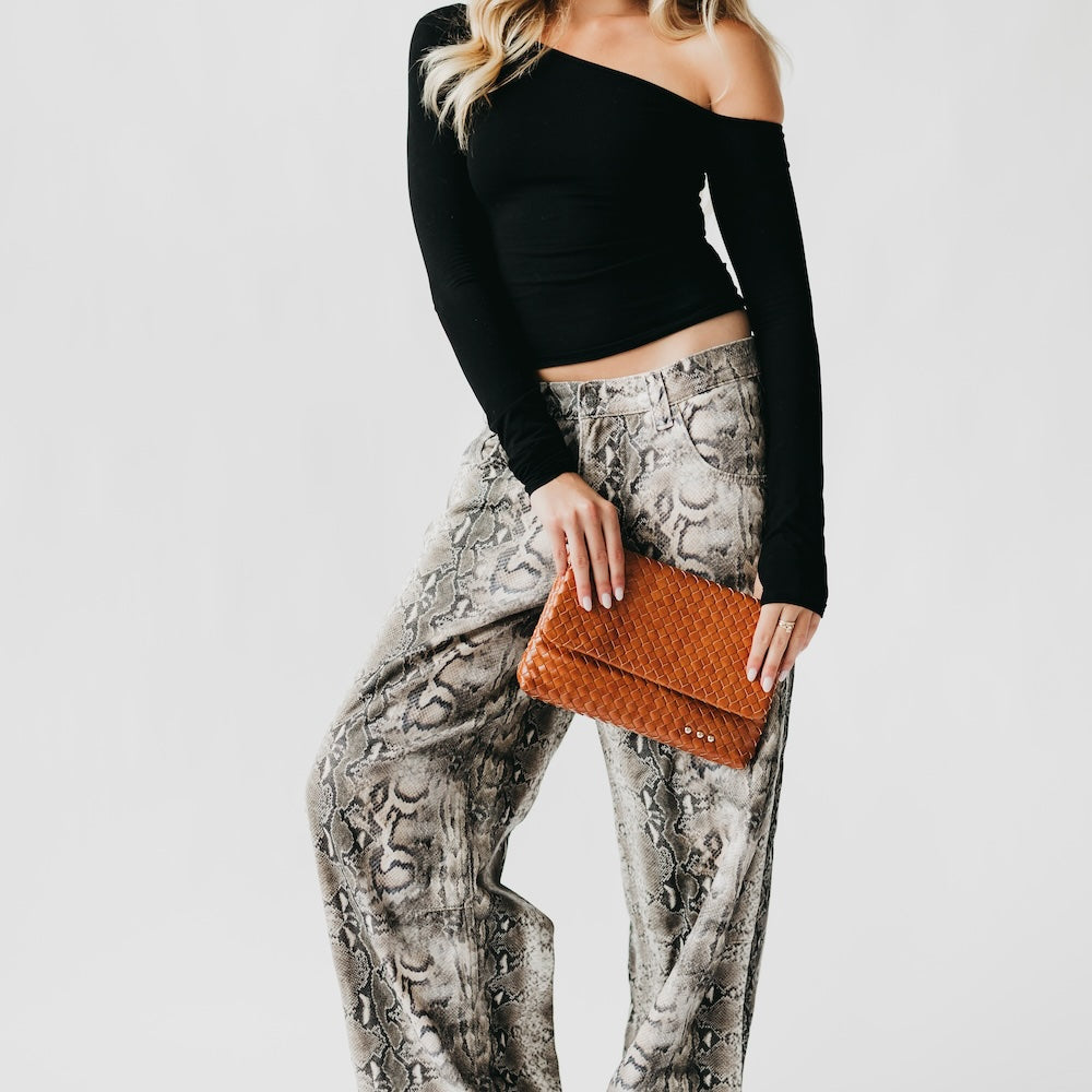 Wrenlee Woven Flap Crossbody - Brown