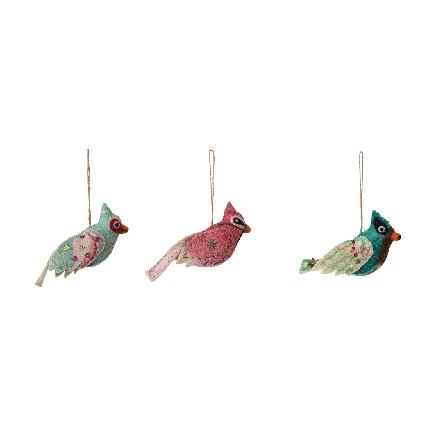 Tie Dye Felt Bird Ornament