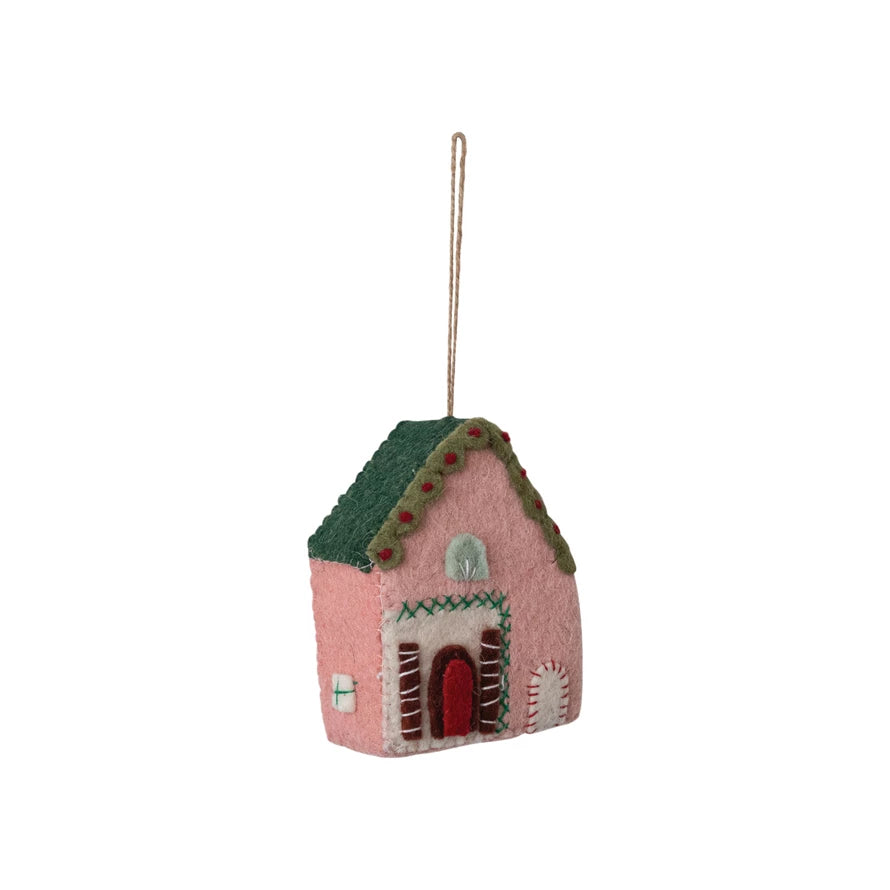 Pink House Felt Ornament