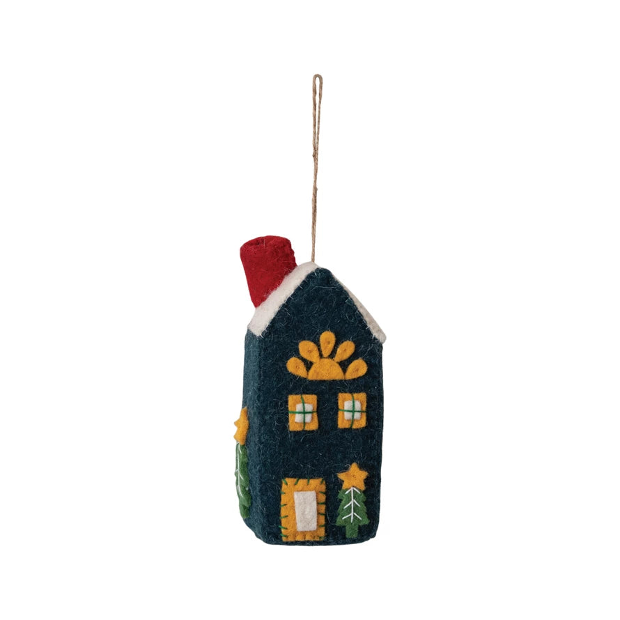 Navy House Felt Ornament
