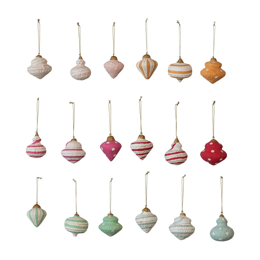 Pastel Paper Mache Ornaments