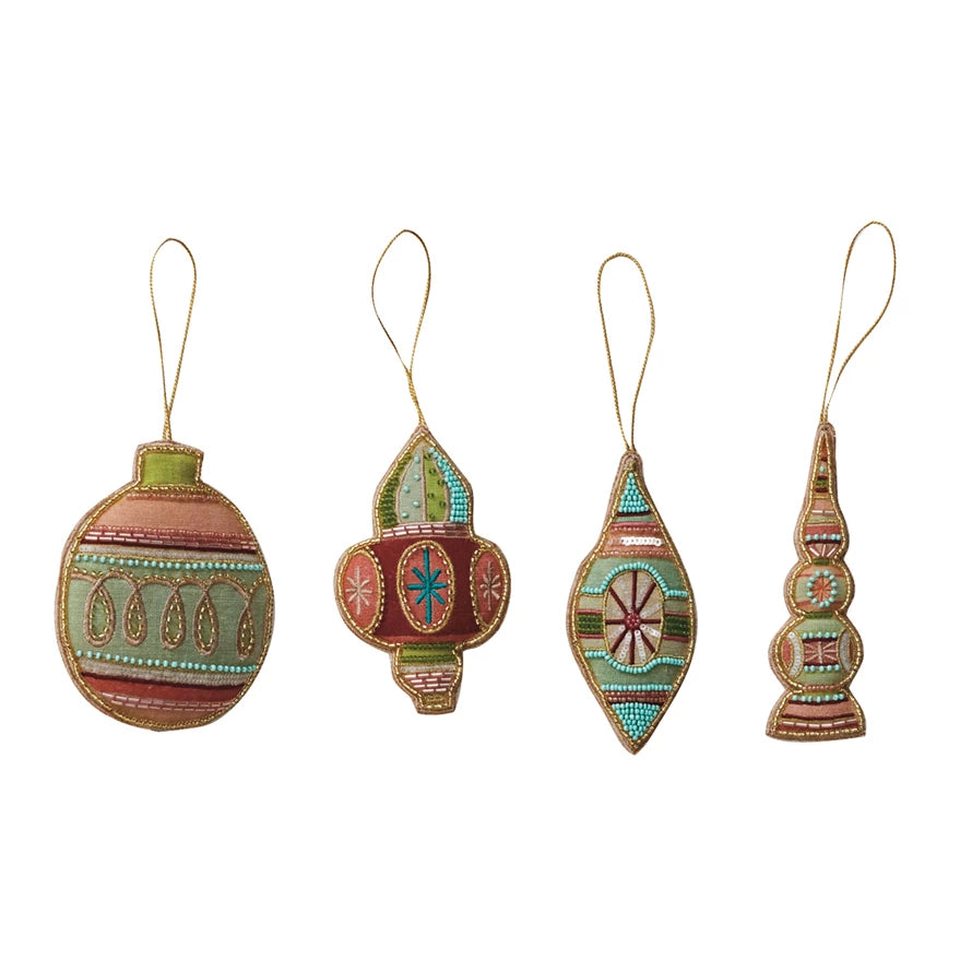 Vintage Beaded Cotton Ornament