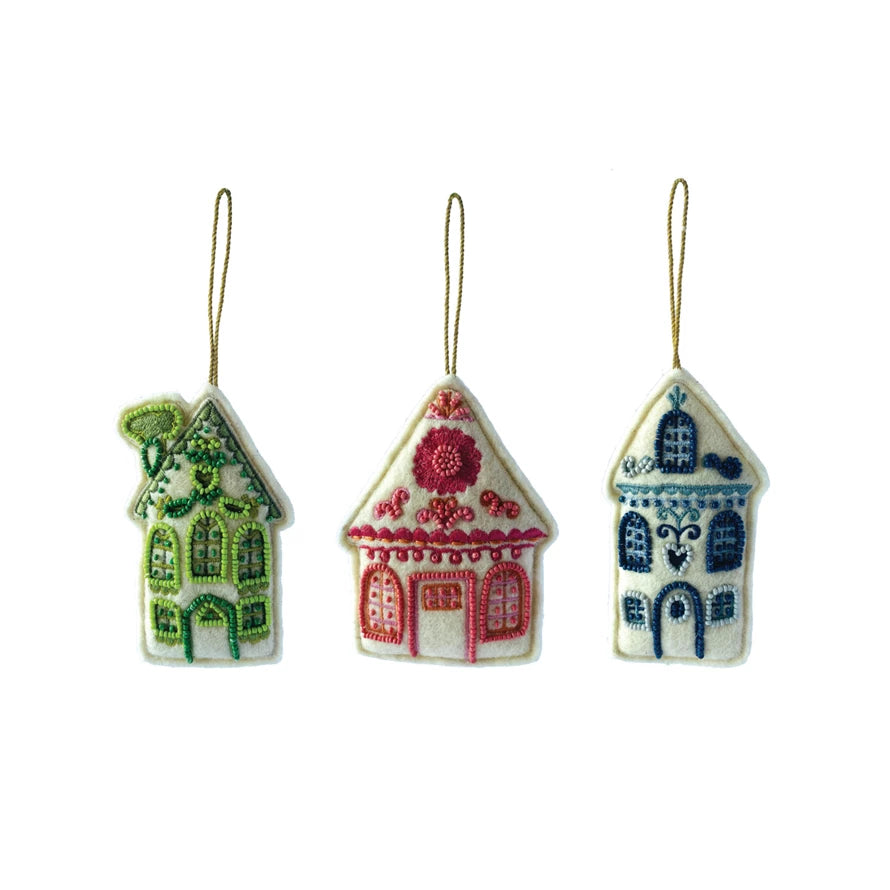 Beaded Felt House Ornament
