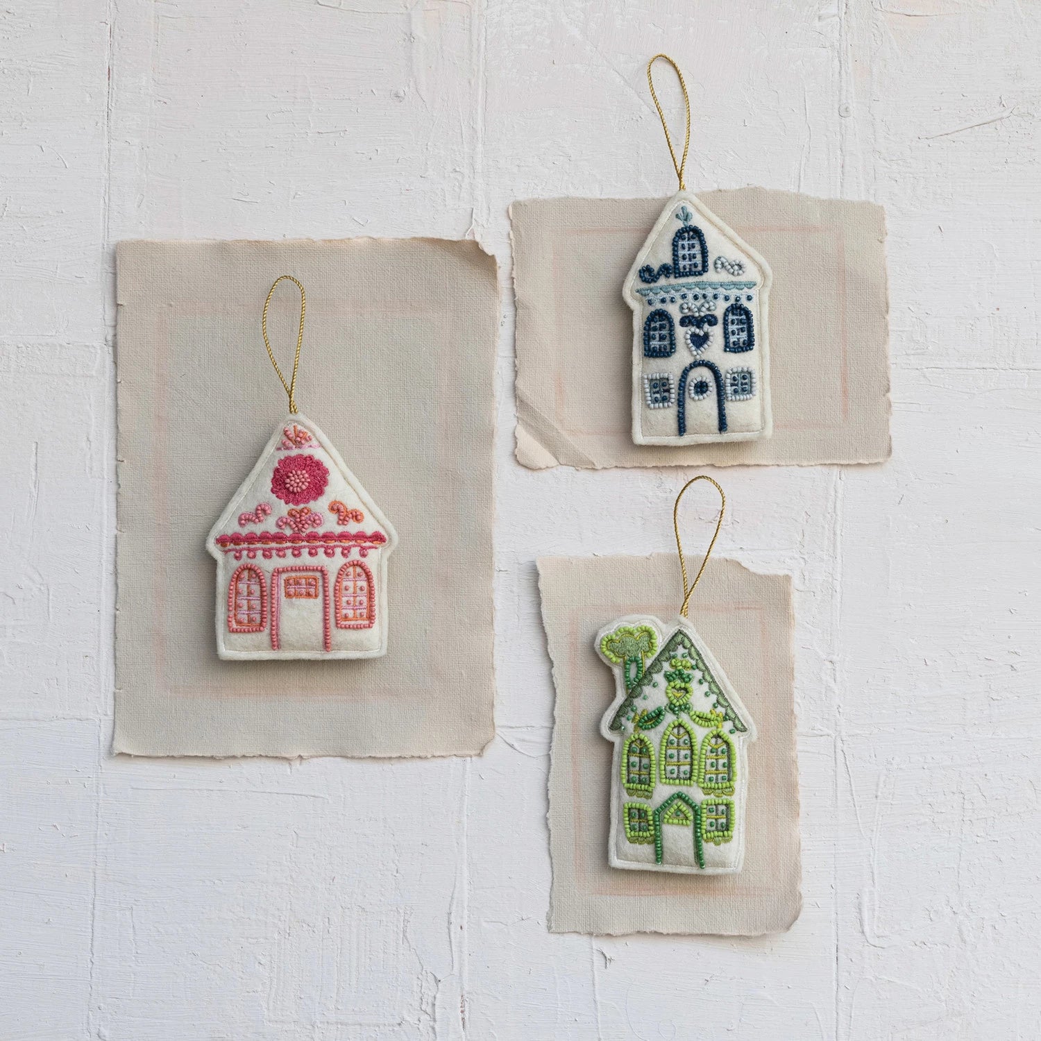 Beaded Felt House Ornament
