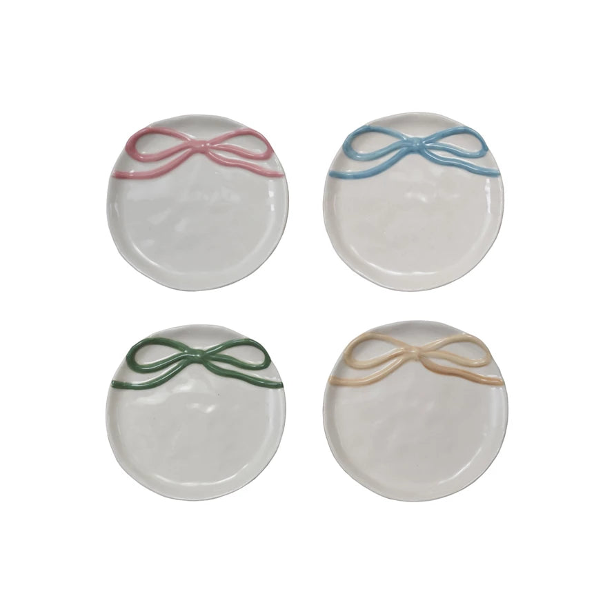Holiday Bow Stoneware Dish