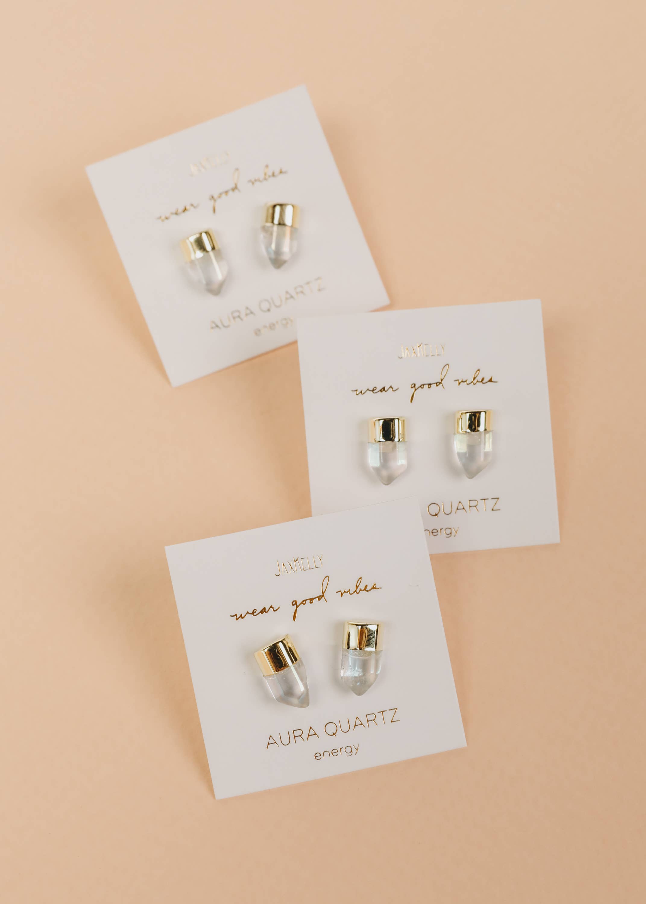 Gold Dip Quartz Point Studs