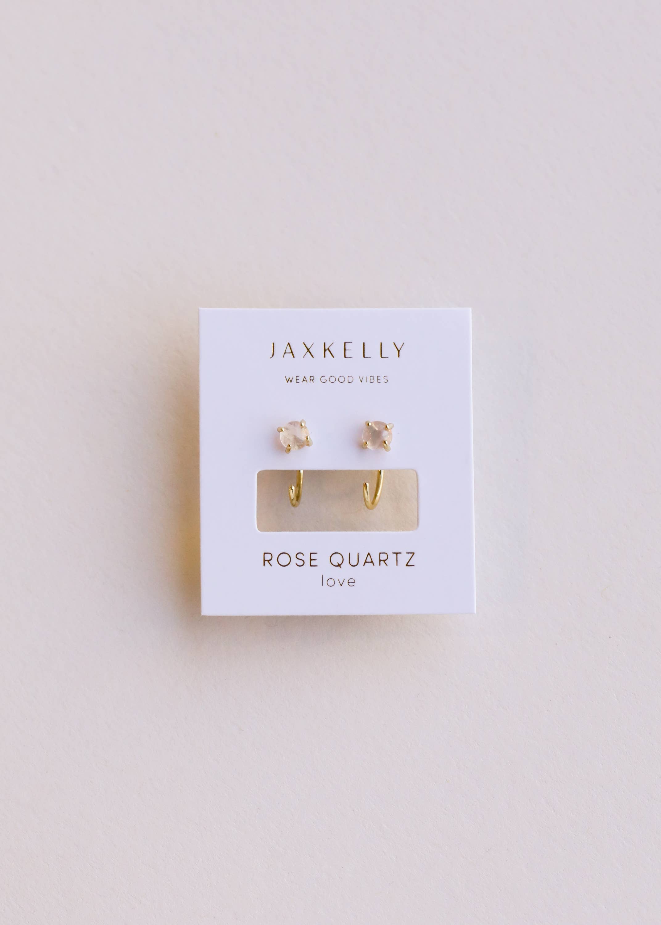 Rose Quartz Huggie Earring