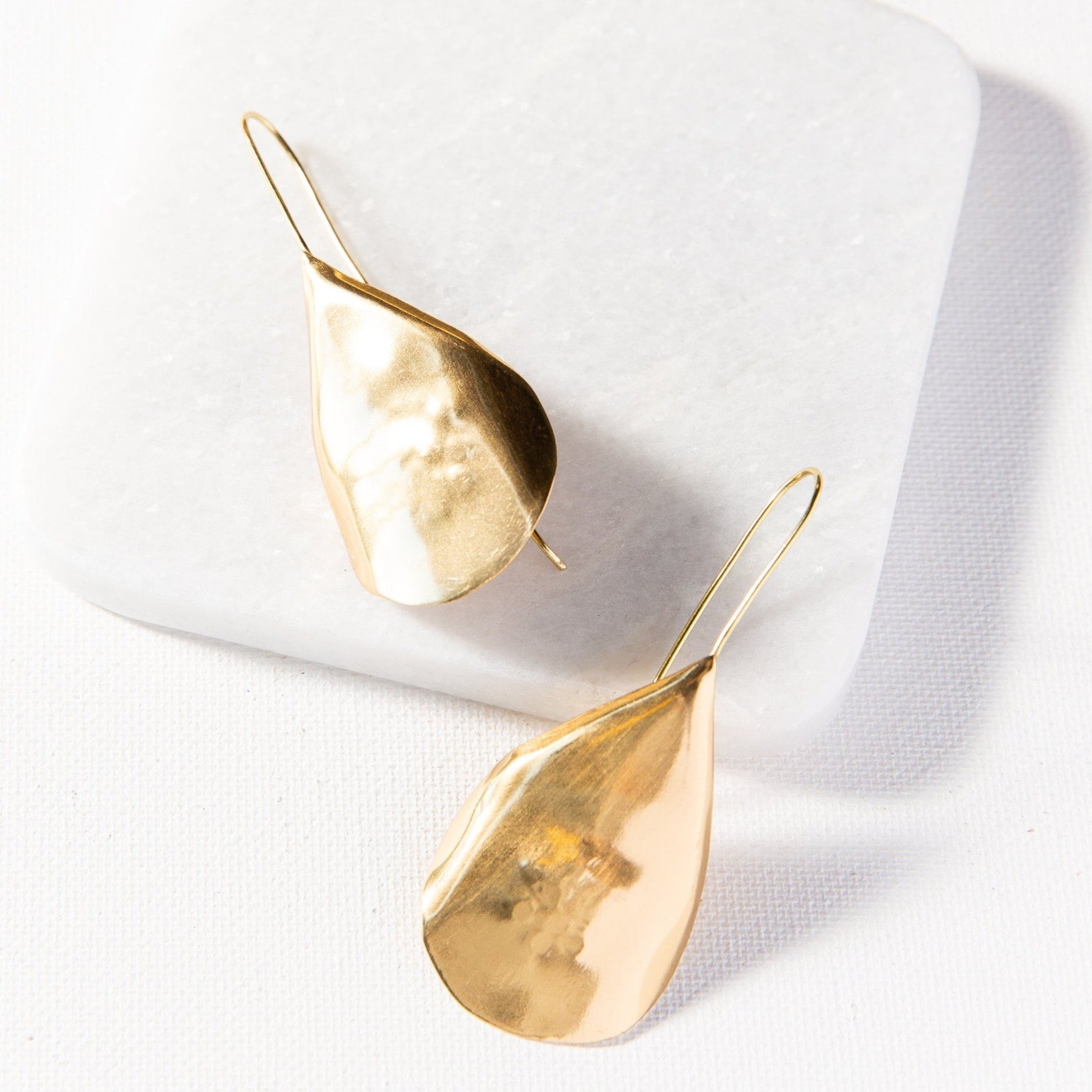 Brass Solid Drop Earrings | Lilla & Beth