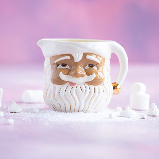 Papa Noel Santa Pitcher Glitterville Brown