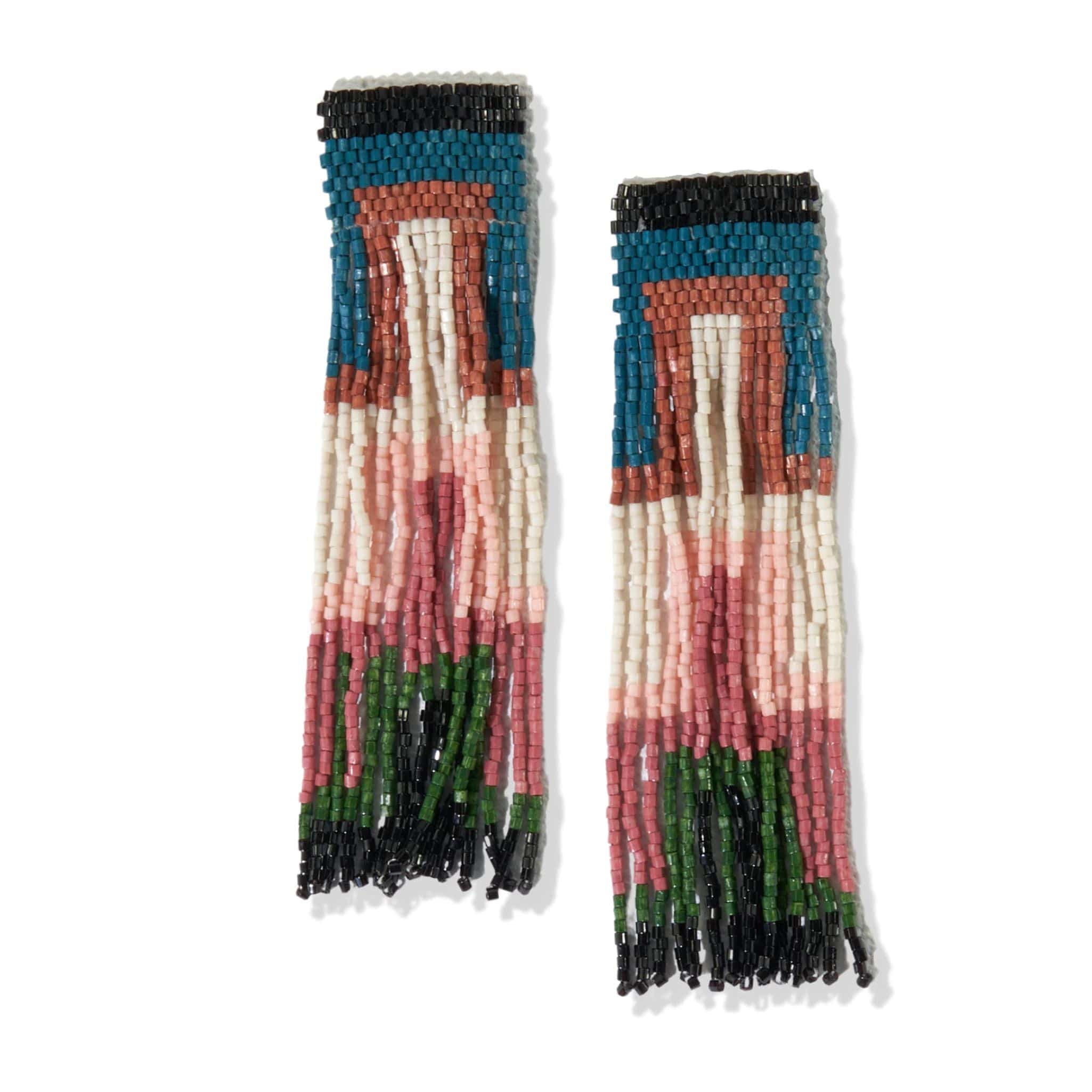 Long Block Luxe Fringe Earrings